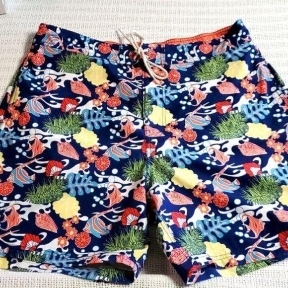 Nautica Graphic Aquatic Design Cinched Pocketed Sz. XL Board Shorts - Picture 1 of 11